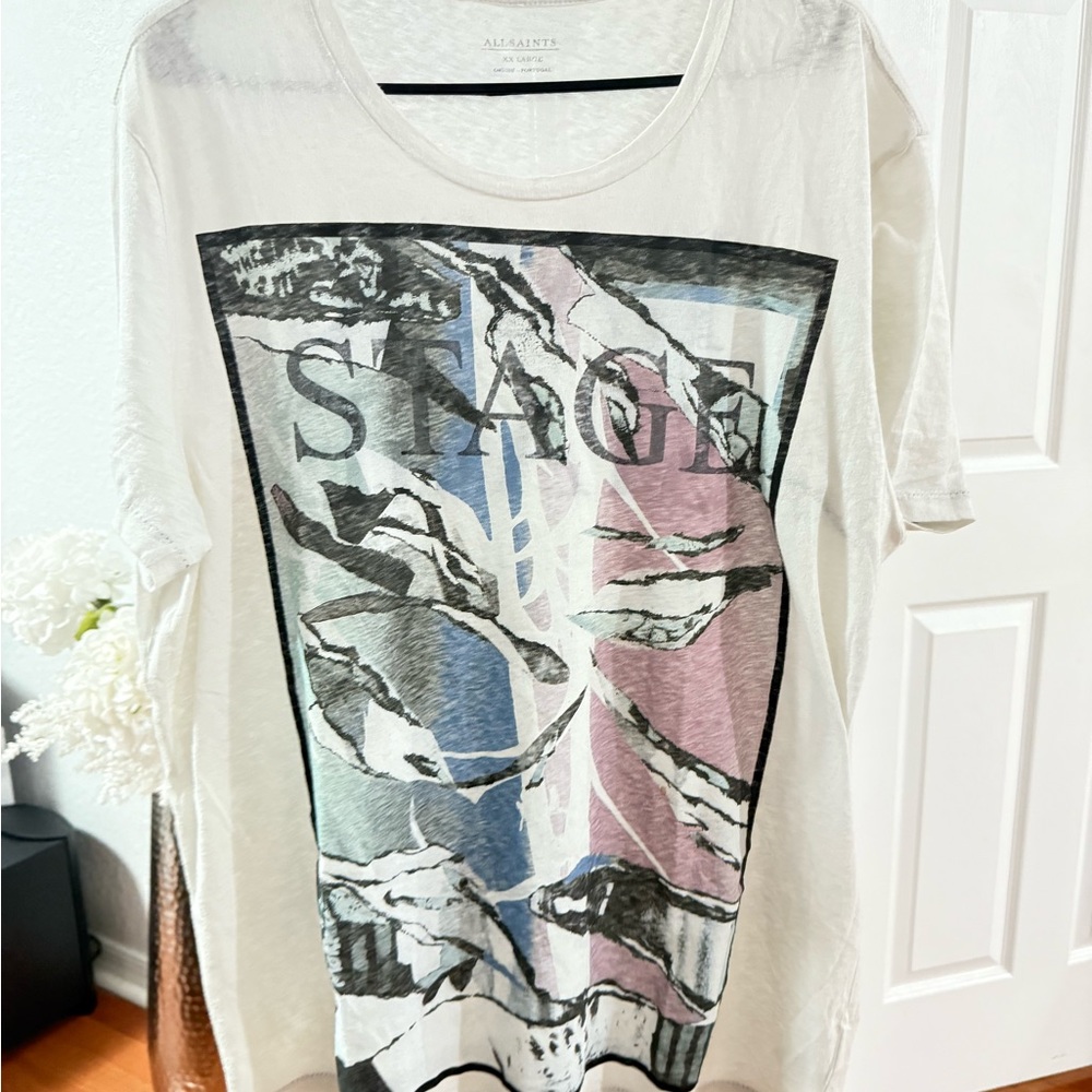 All Saints Graphic Tee - Cream and Black